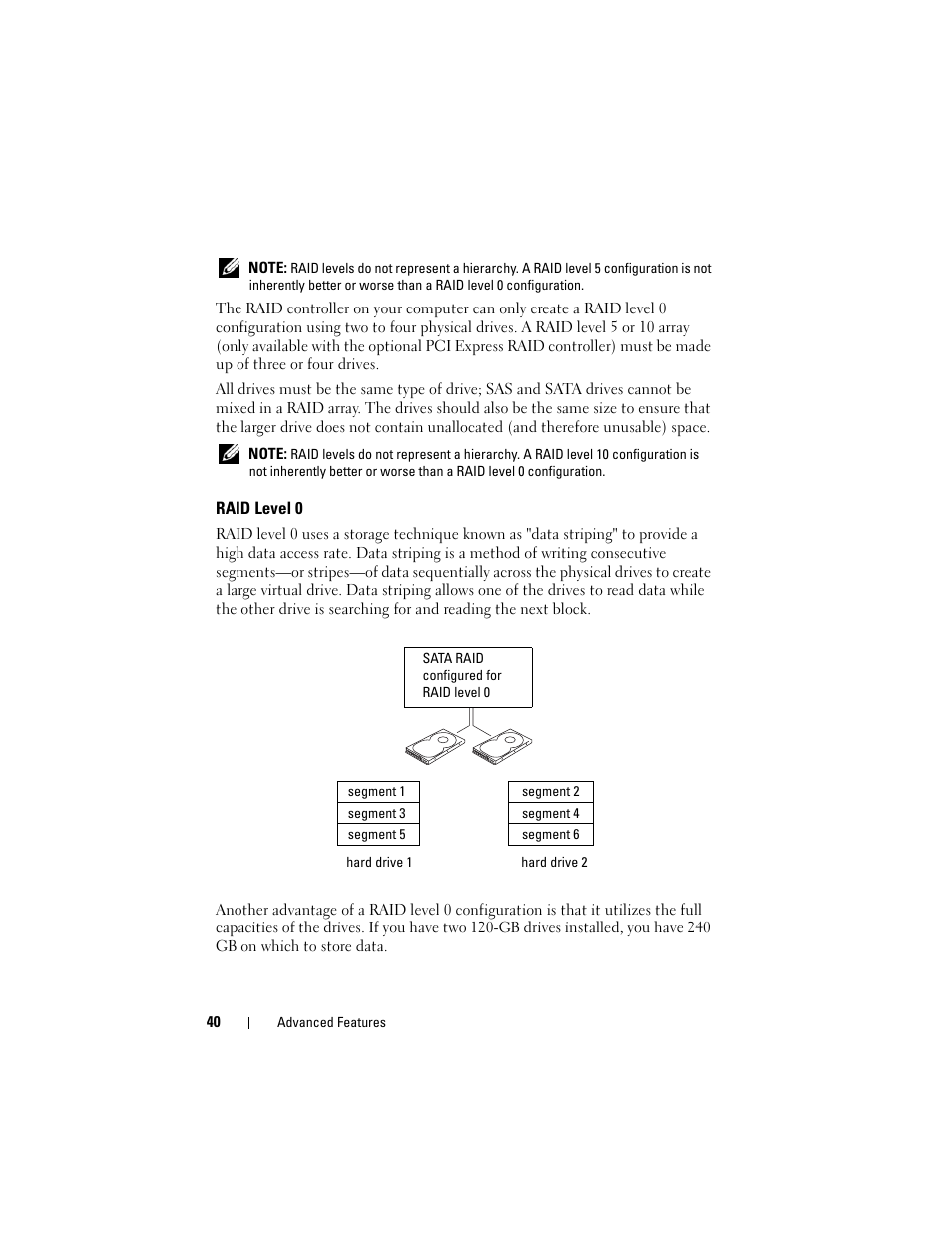 Raid level 0 | Dell Precision T7400 (Late 2007) User Manual | Page 40 / 307