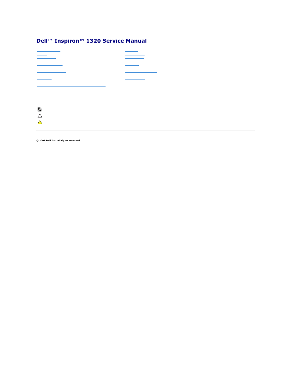 Dell Inspiron 1320 (Mid 2009) User Manual | 45 pages