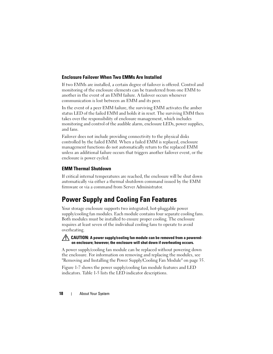 Power supply and cooling fan features | Dell PowerVault MD1120 User Manual | Page 18 / 72