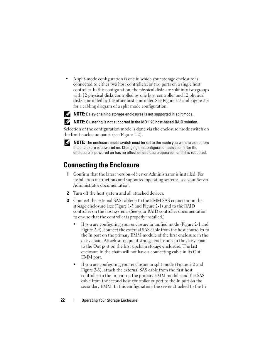Connecting the enclosure | Dell PowerVault MD1120 User Manual | Page 22 / 72