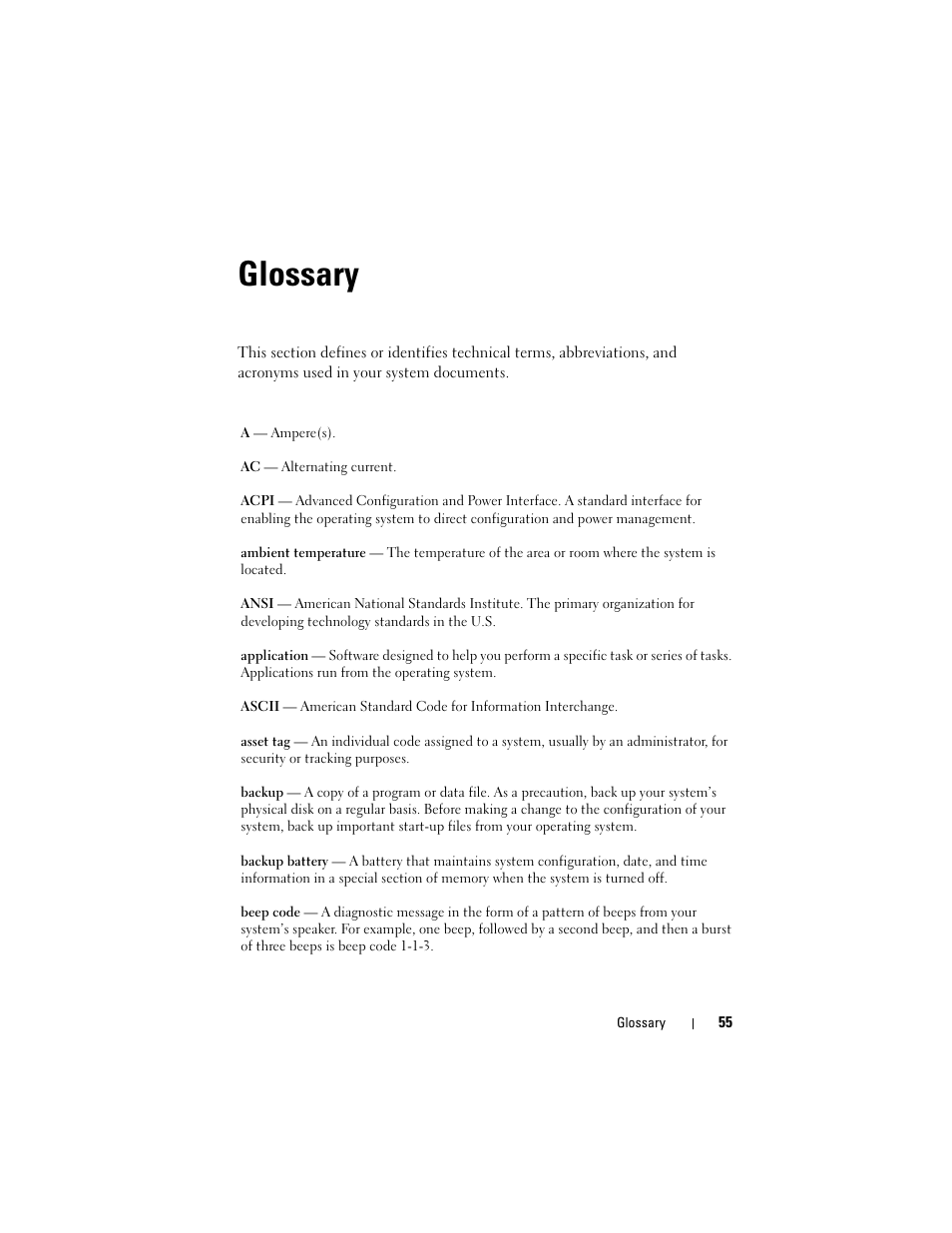 Glossary | Dell PowerVault MD1120 User Manual | Page 55 / 72