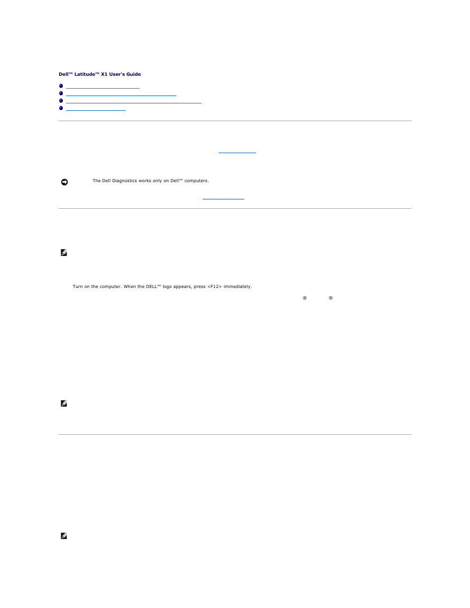 Using the dell diagnostics, When to use the dell diagnostics, Starting the dell diagnostics from your hard drive | Dell Latitude X1 User Manual | Page 21 / 82