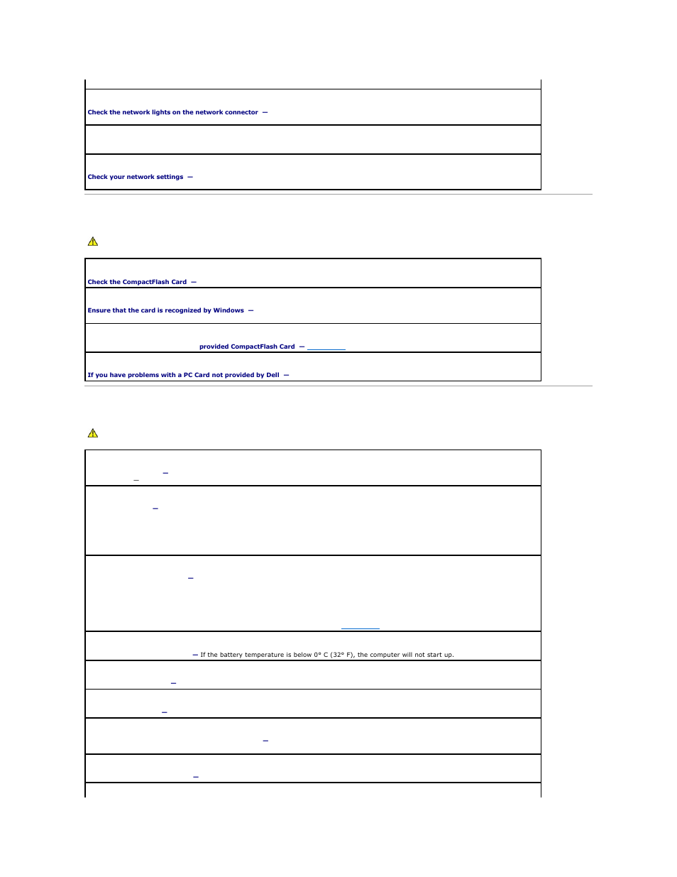 Compactflash card problems, Power problems, Compactflash card problems power problems | Dell Latitude X1 User Manual | Page 65 / 82