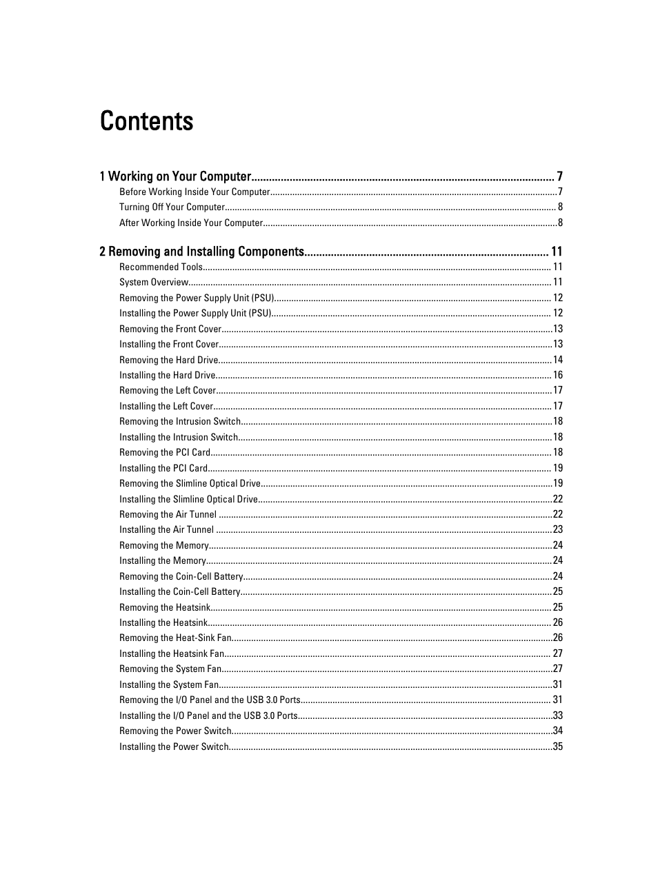 Dell Precision T7610 (Late 2013) User Manual | Page 3 / 81