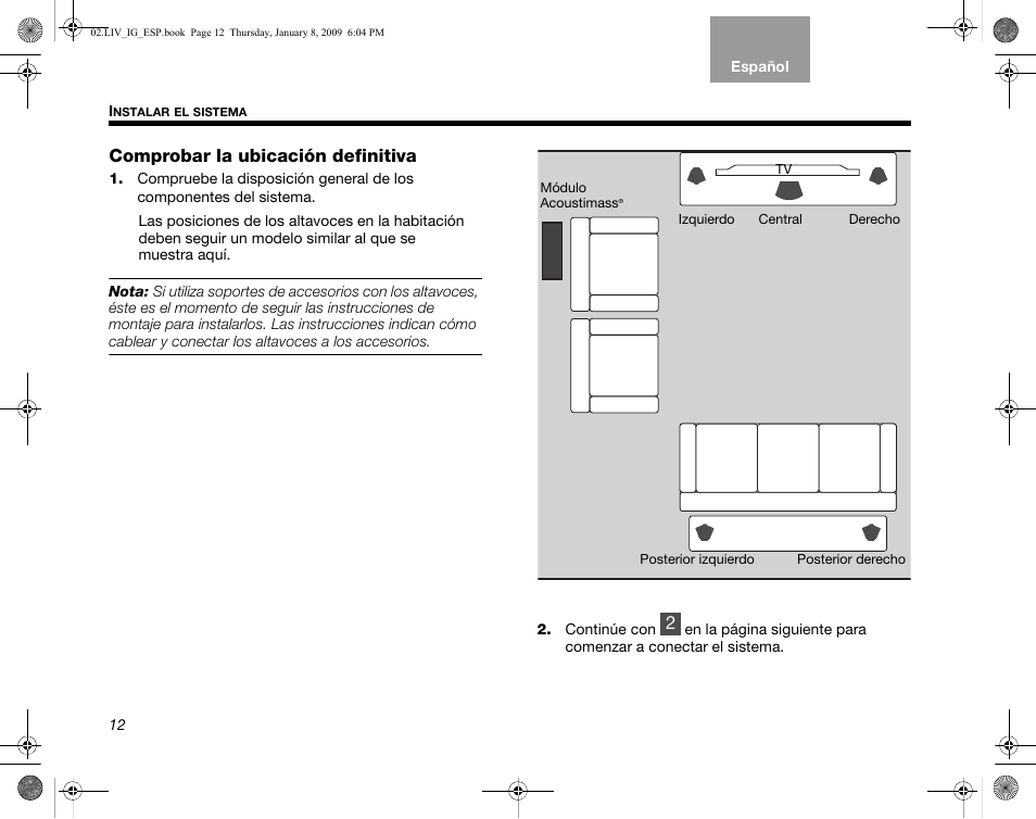 Comprobar la ubicación definitiva | Bose AM314478 User Manual | Page 102 / 260