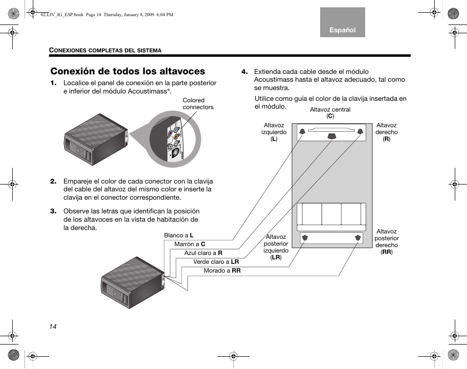 Conexión de todos los altavoces | Bose AM314478 User Manual | Page 104 / 260