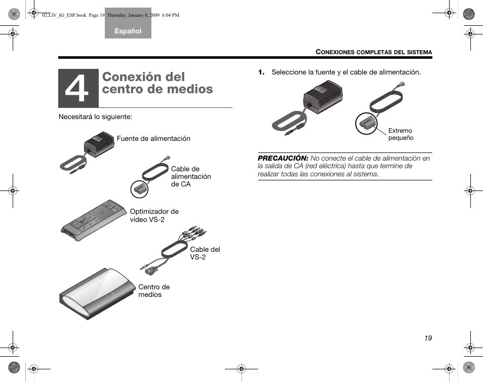 Conexión del centro de medios | Bose AM314478 User Manual | Page 109 / 260