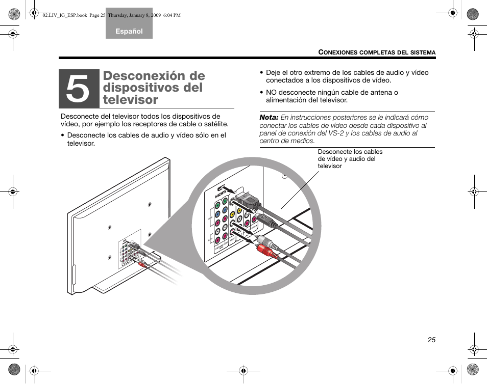 Desconexión de dispositivos del televisor | Bose AM314478 User Manual | Page 115 / 260