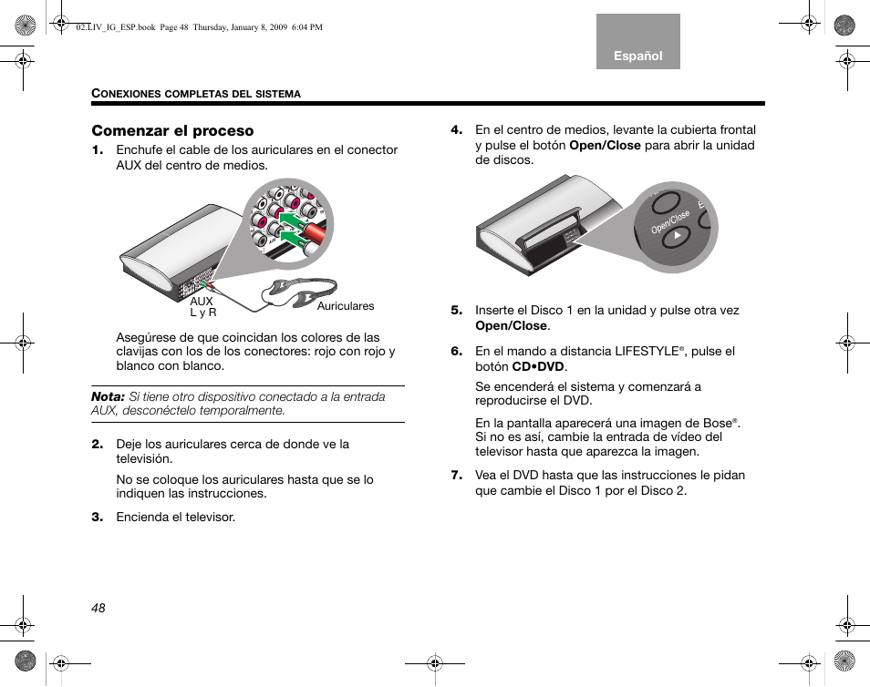 Comenzar el proceso | Bose AM314478 User Manual | Page 138 / 260