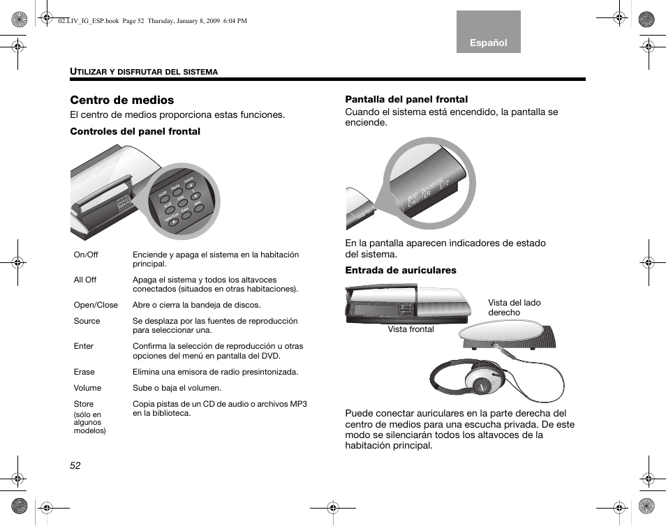 Centro de medios | Bose AM314478 User Manual | Page 142 / 260