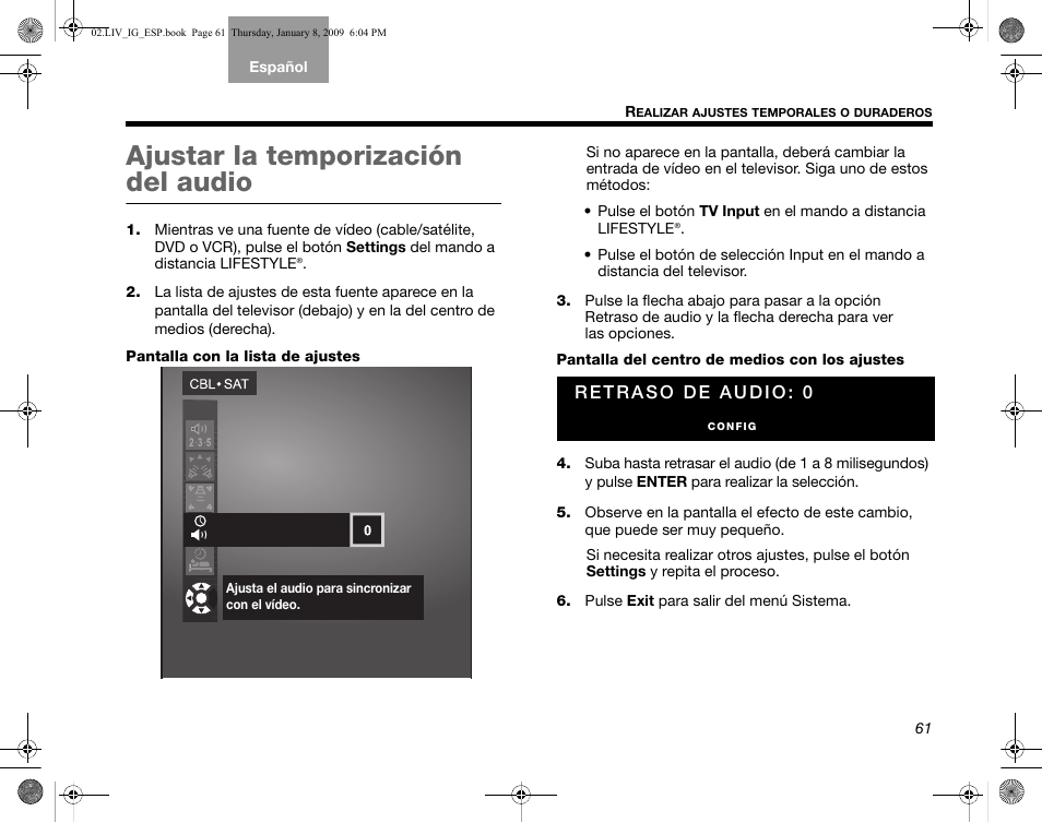Ajustar la temporización del audio | Bose AM314478 User Manual | Page 151 / 260