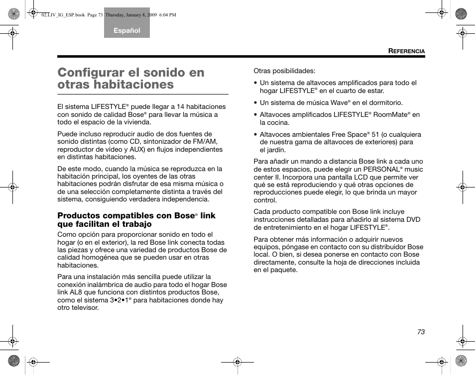 Configurar el sonido en otras habitaciones, Productos compatibles con bose, Link que facilitan el trabajo | Bose AM314478 User Manual | Page 163 / 260