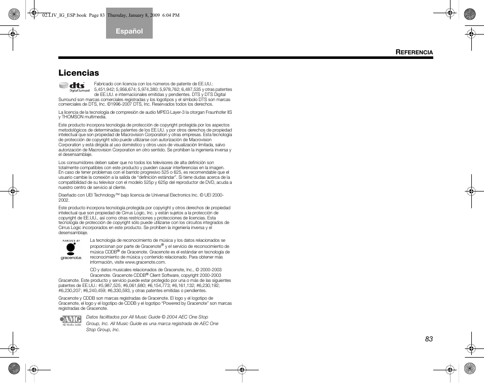 Licencias | Bose AM314478 User Manual | Page 173 / 260