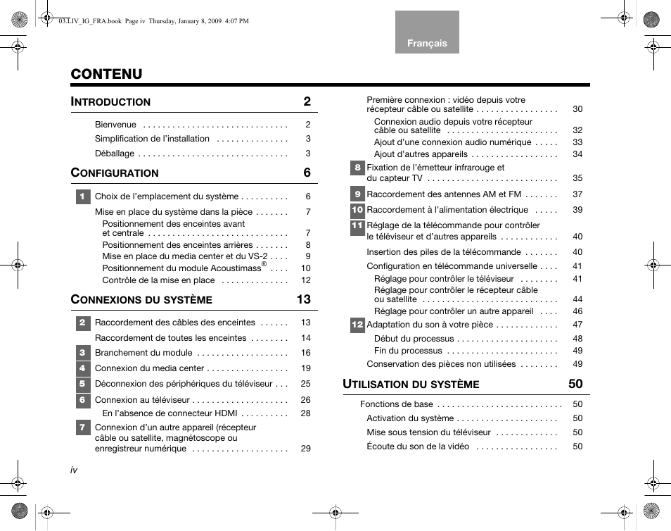 Contenu | Bose AM314478 User Manual | Page 176 / 260