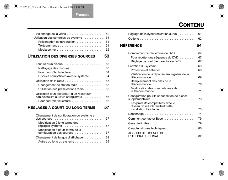 Ontenu | Bose AM314478 User Manual | Page 177 / 260