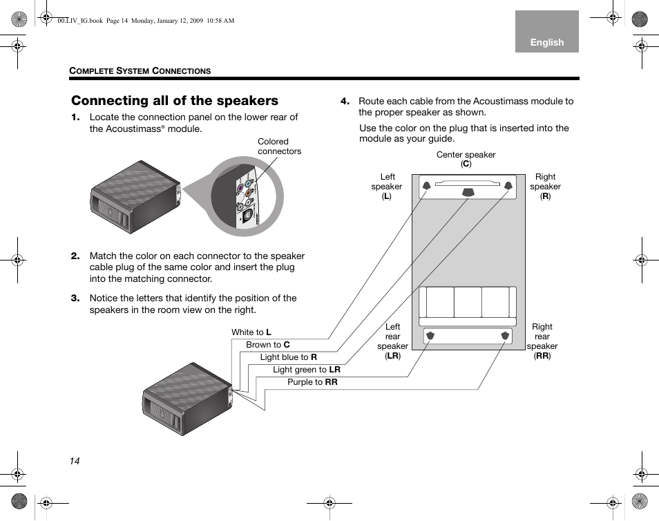 Connecting all of the speakers | Bose AM314478 User Manual | Page 18 / 260