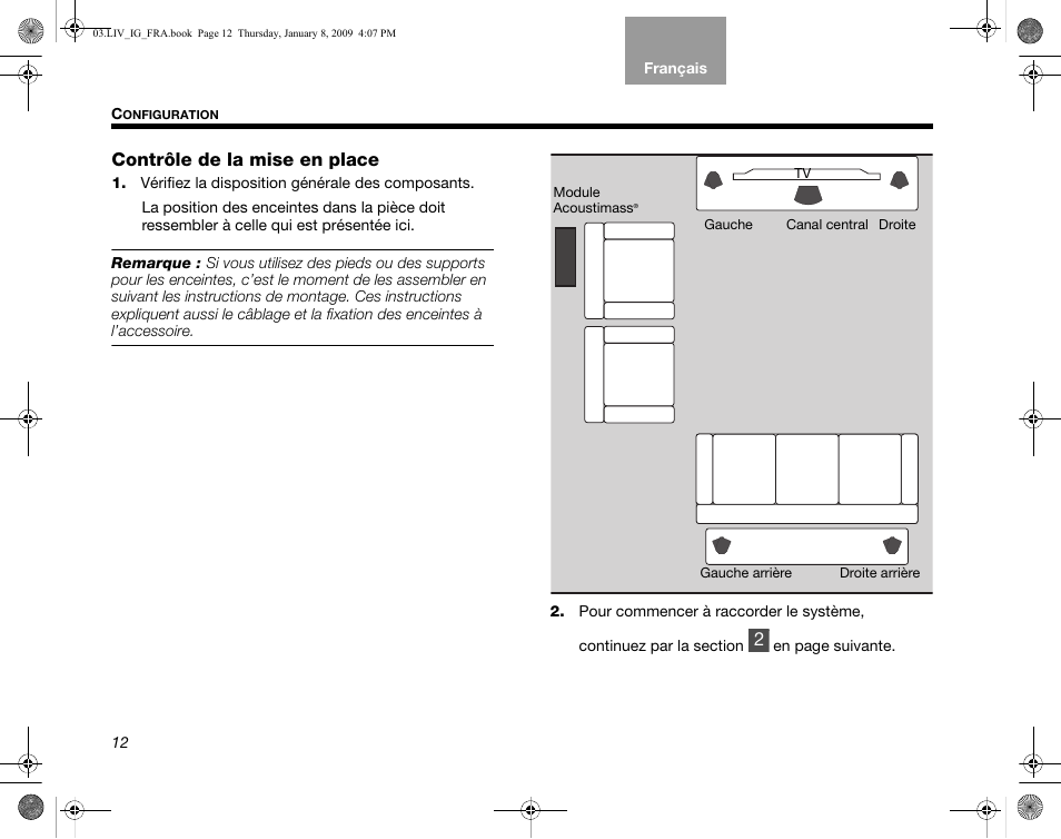Contrôle de la mise en place | Bose AM314478 User Manual | Page 188 / 260