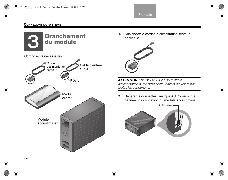Branchement du module | Bose AM314478 User Manual | Page 192 / 260