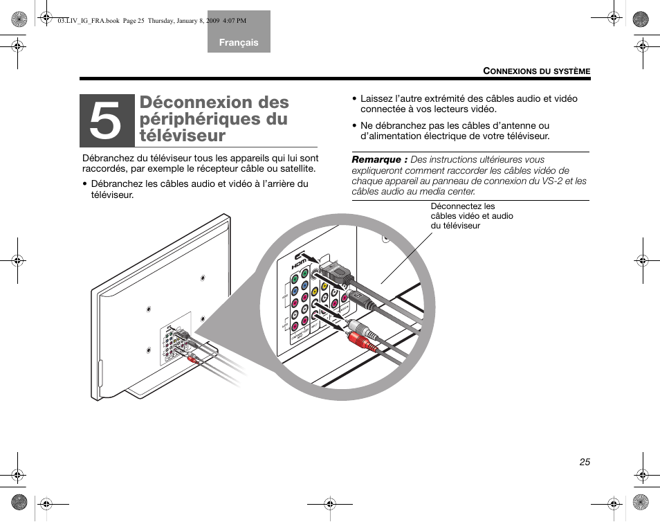 Déconnexion des périphériques du téléviseur | Bose AM314478 User Manual | Page 201 / 260