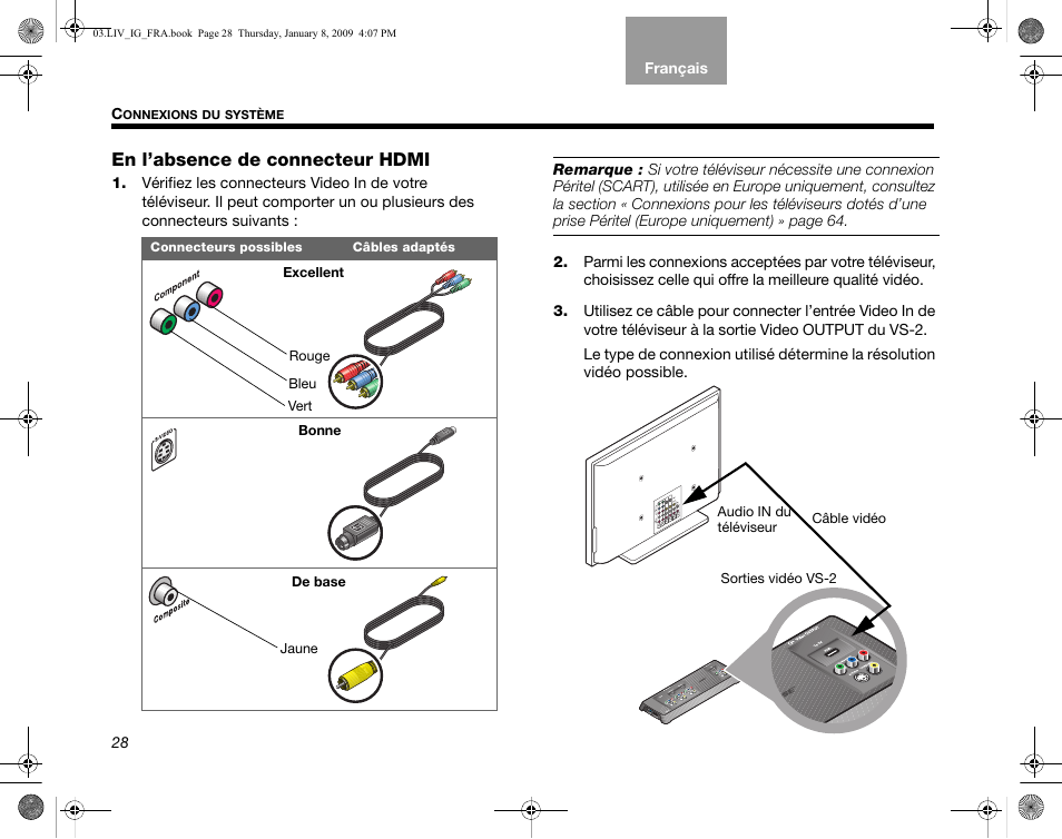 En l’absence de connecteur hdmi | Bose AM314478 User Manual | Page 204 / 260