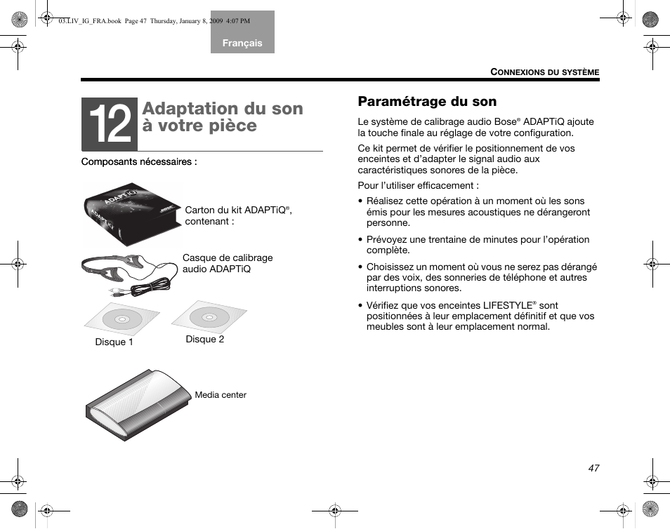 Adaptation du son à votre pièce, Paramétrage du son | Bose AM314478 User Manual | Page 223 / 260