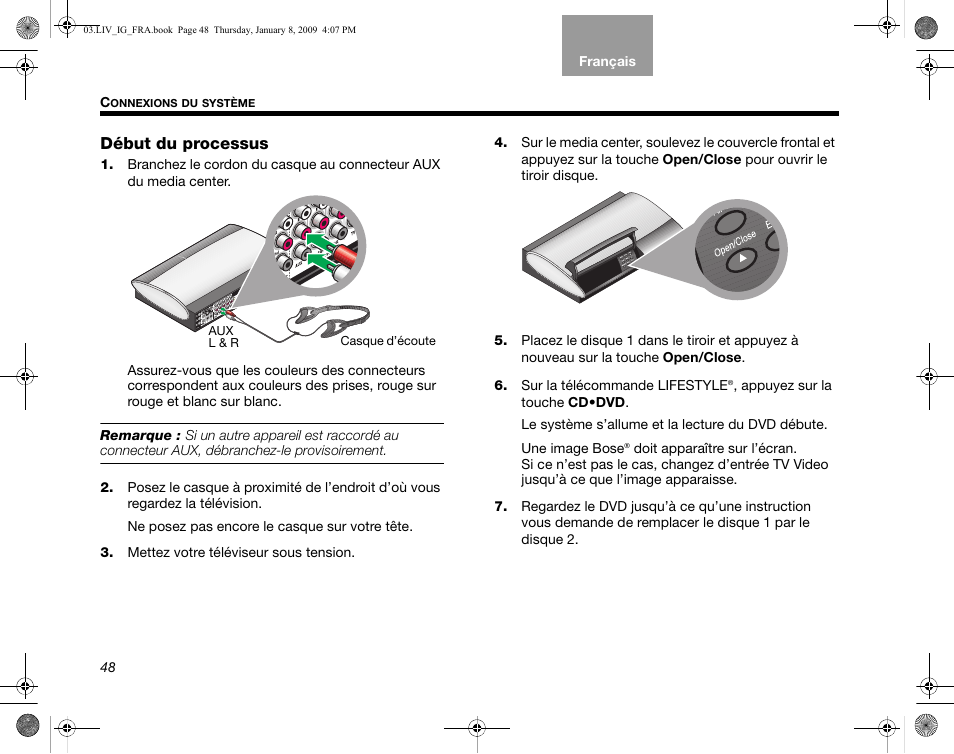 Début du processus | Bose AM314478 User Manual | Page 224 / 260