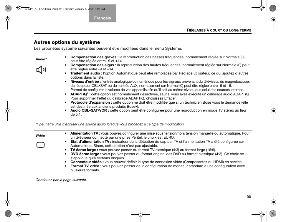 Autres options du système | Bose AM314478 User Manual | Page 235 / 260