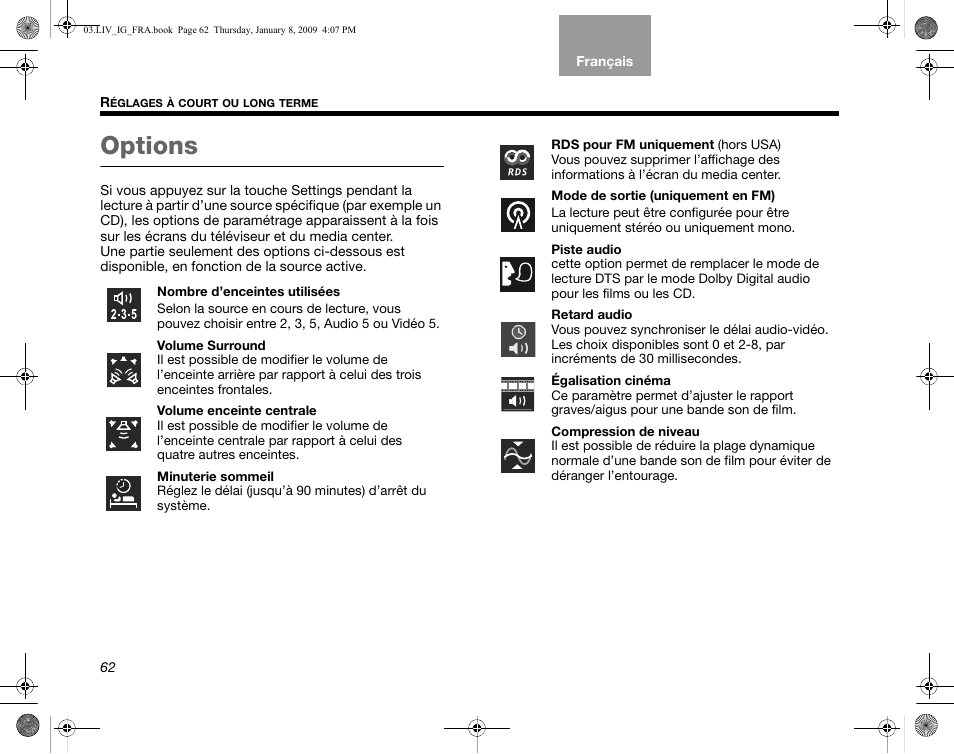 Options | Bose AM314478 User Manual | Page 238 / 260