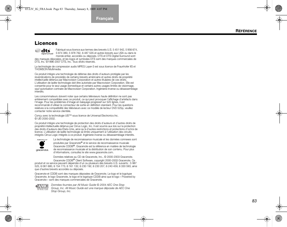 Licences | Bose AM314478 User Manual | Page 259 / 260