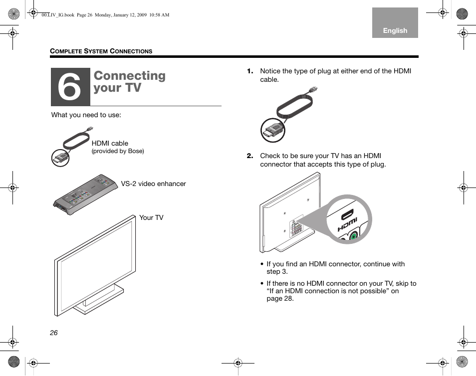 Connecting your tv | Bose AM314478 User Manual | Page 30 / 260