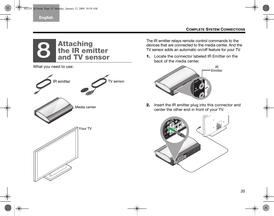 Attaching the ir emitter and tv sensor | Bose AM314478 User Manual | Page 39 / 260