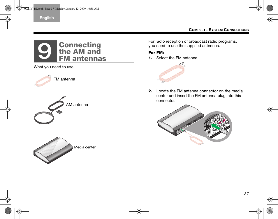Connecting the am and fm antennas | Bose AM314478 User Manual | Page 41 / 260
