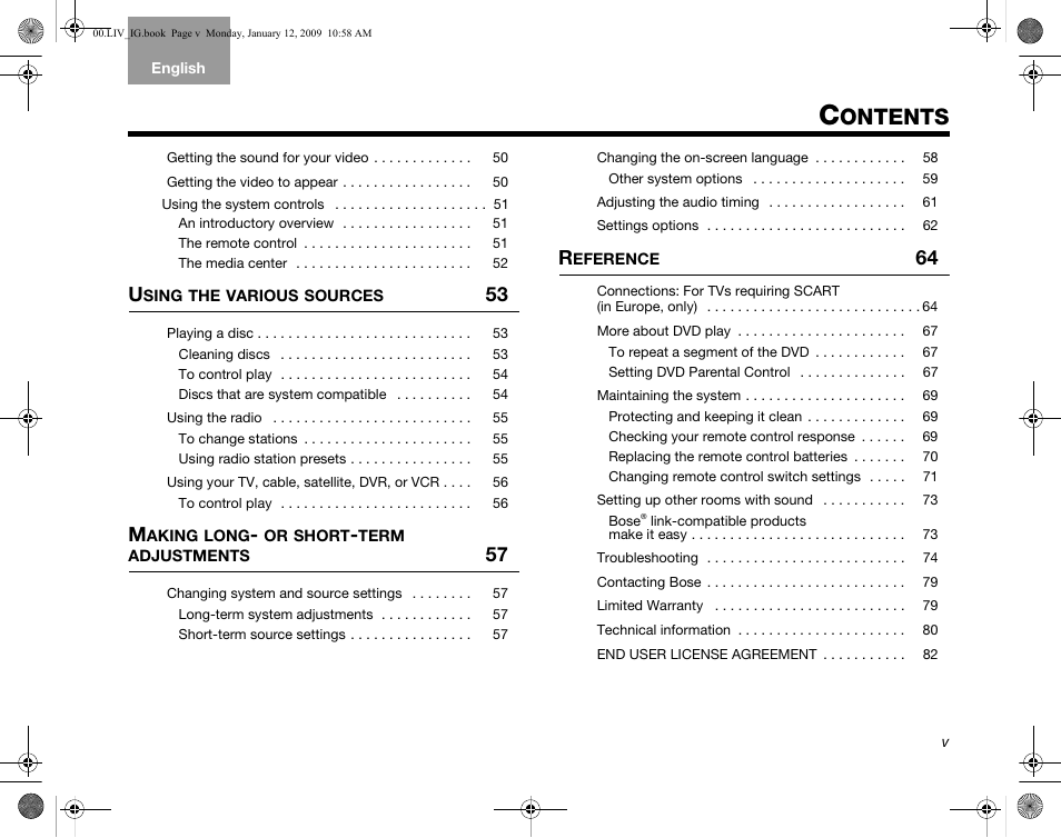Ontents | Bose AM314478 User Manual | Page 5 / 260