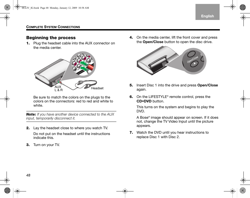 Beginning the process | Bose AM314478 User Manual | Page 52 / 260