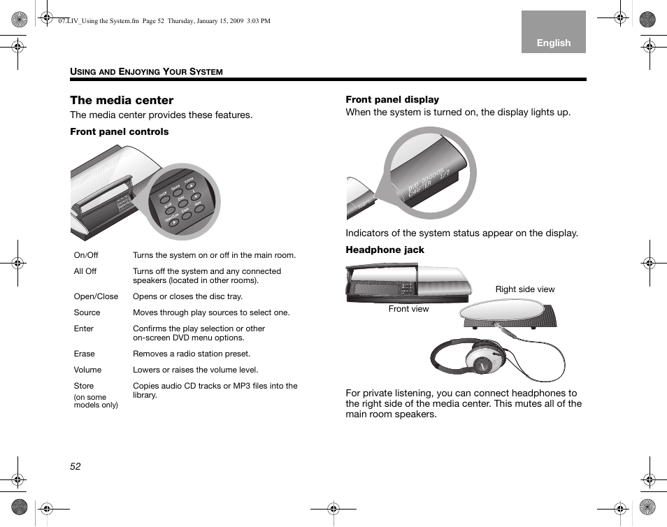 The media center | Bose AM314478 User Manual | Page 56 / 260
