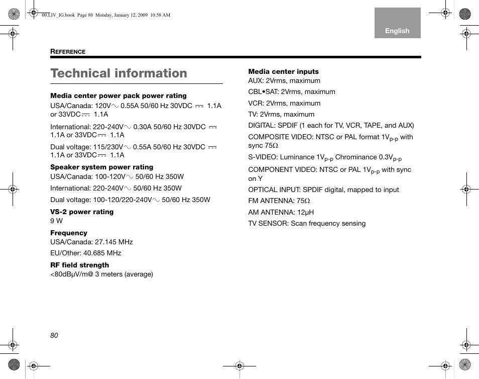 Technical information | Bose AM314478 User Manual | Page 84 / 260