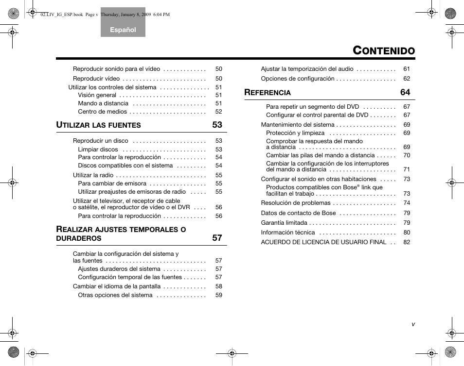 Ontenido | Bose AM314478 User Manual | Page 91 / 260