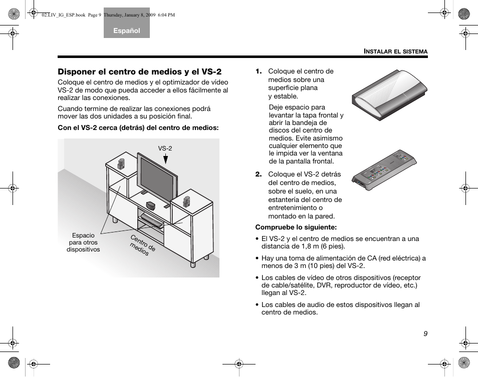 Disponer el centro de medios y el vs-2 | Bose AM314478 User Manual | Page 99 / 260