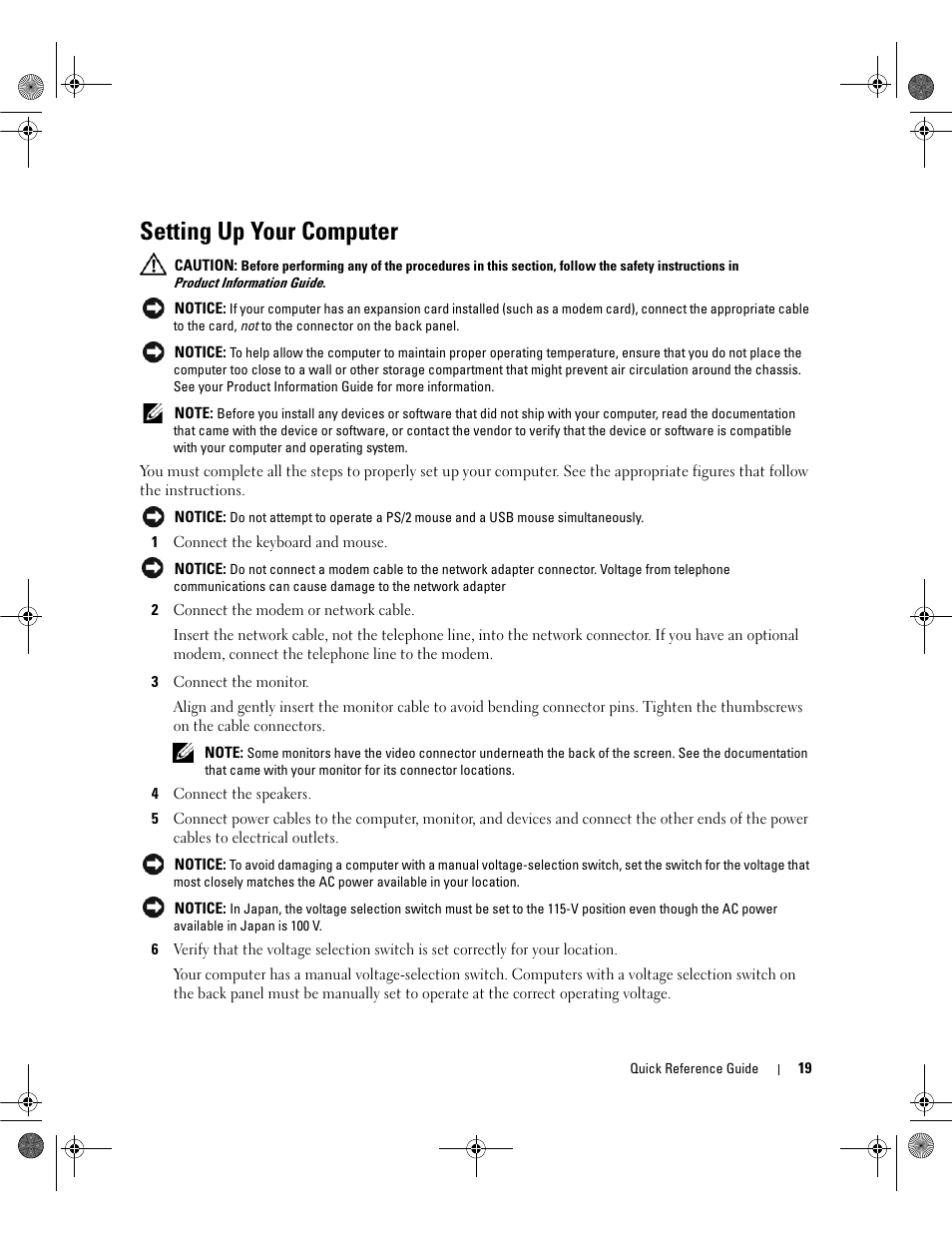 Setting up your computer | Dell OptiPlex 745c (Early 2007) User Manual | Page 19 / 36