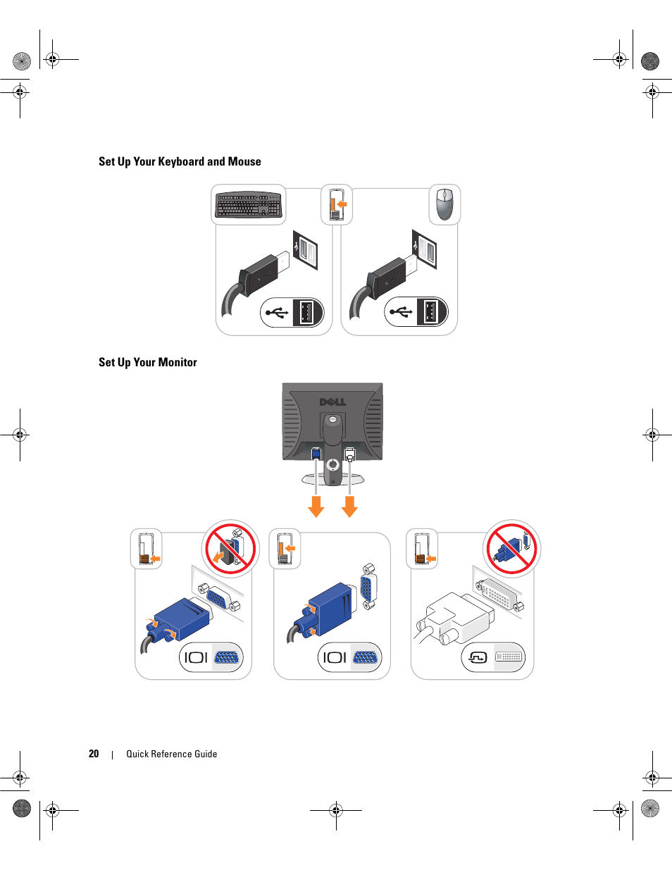 Set up your keyboard and mouse, Set up your monitor | Dell OptiPlex 745c (Early 2007) User Manual | Page 20 / 36