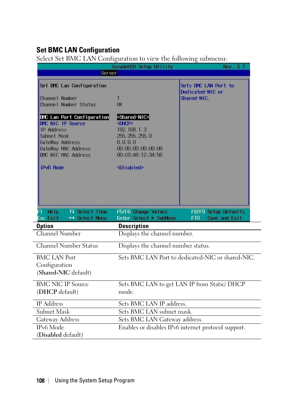 Set bmc lan configuration, Ee “set bmc lan configuration, Ge 108 | Dell PowerEdge C6220 User Manual | Page 108 / 329
