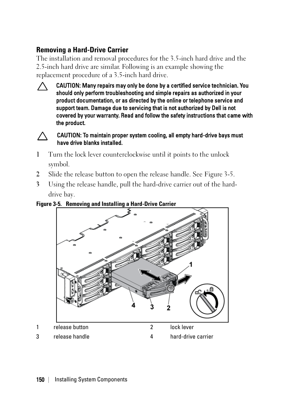 Removing a hard-drive carrier | Dell PowerEdge C6220 User Manual | Page 150 / 329