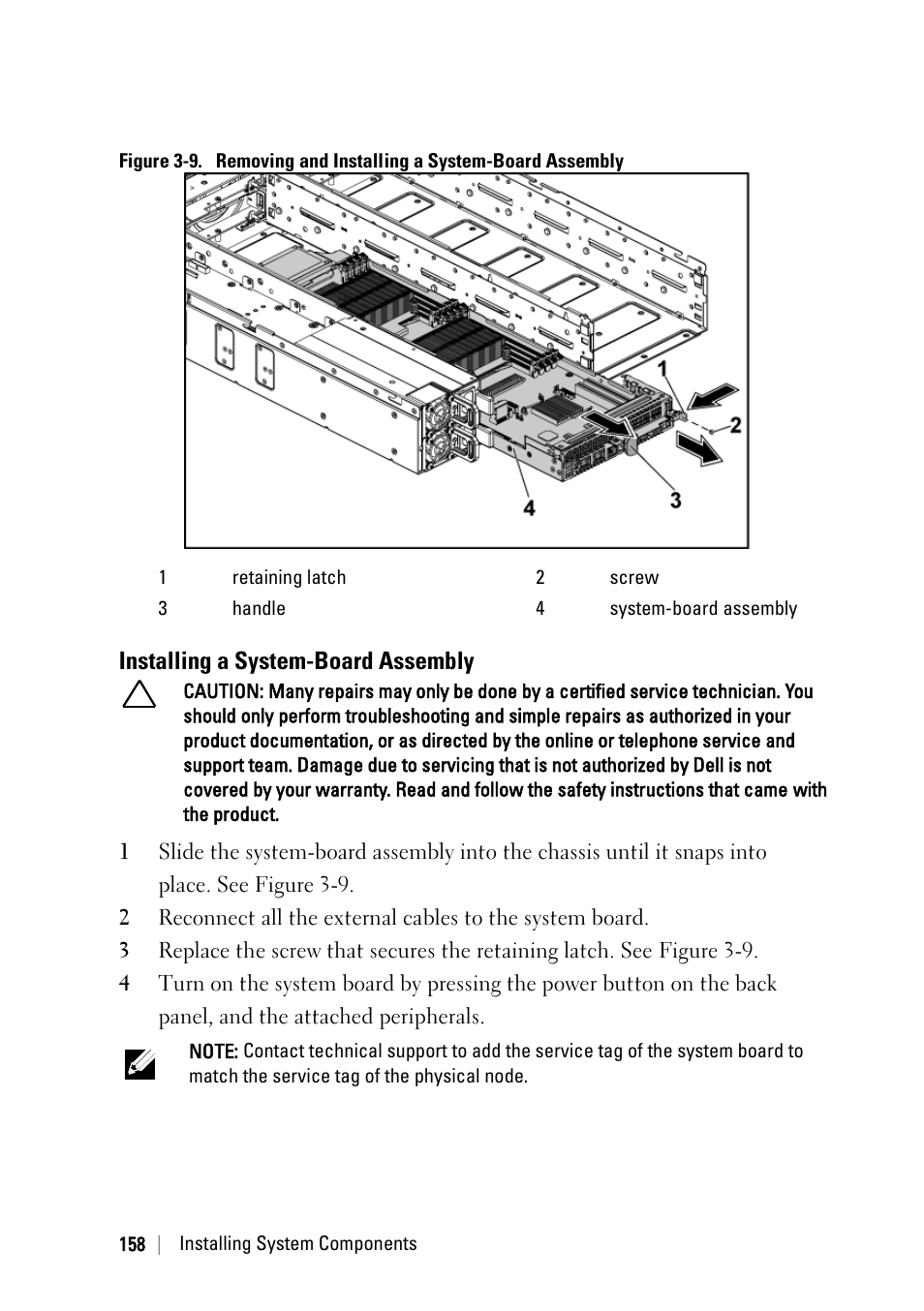 Installing a system-board assembly, Ee figure 3-9 | Dell PowerEdge C6220 User Manual | Page 158 / 329