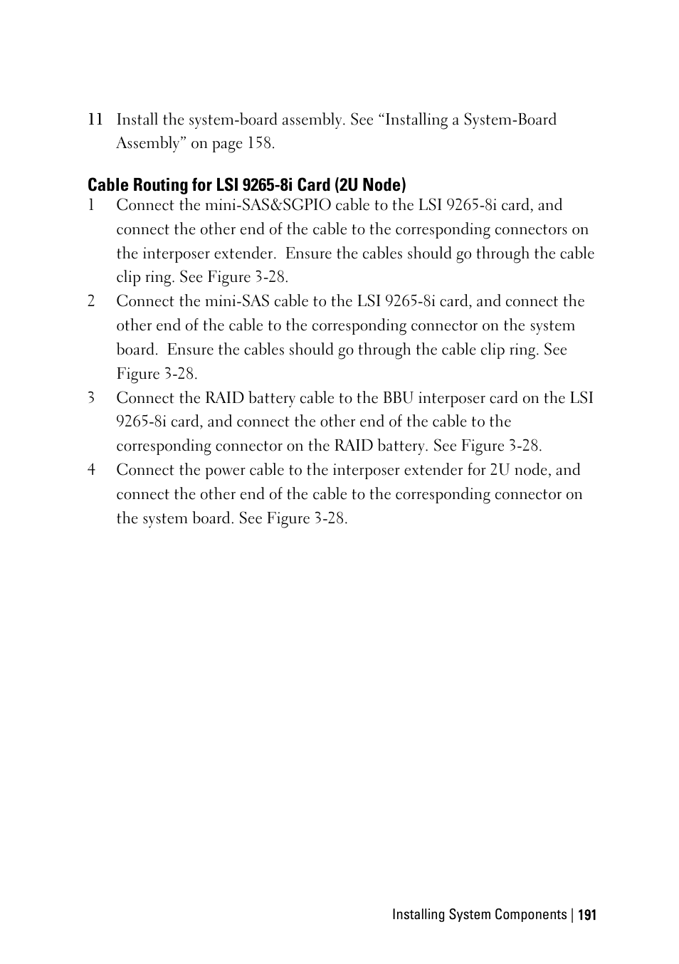 Cable routing for lsi 9265-8i card (2u node), Cable routing for lsi 9265- 8i card (2u node) | Dell PowerEdge C6220 User Manual | Page 191 / 329