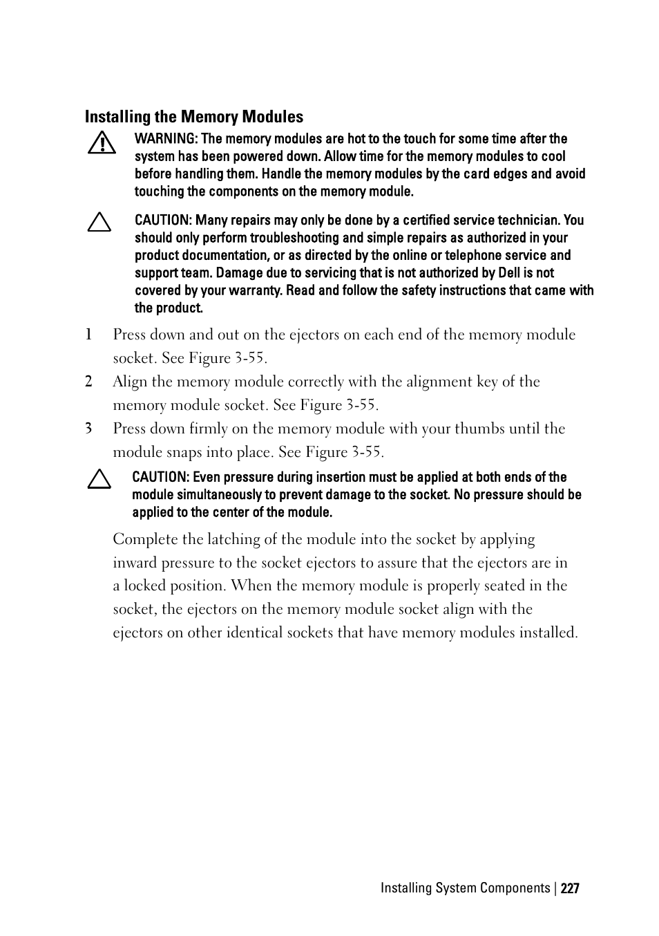 Installing the memory modules | Dell PowerEdge C6220 User Manual | Page 227 / 329