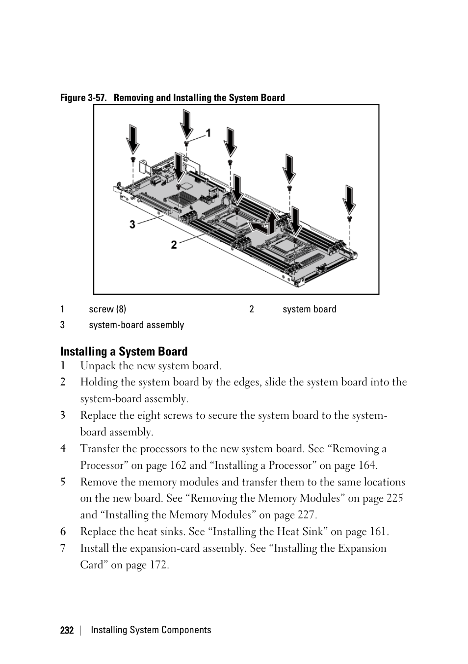 Installing a system board, Figure 3, Figure 3-57 | Dell PowerEdge C6220 User Manual | Page 232 / 329