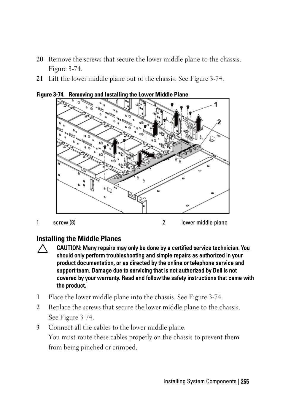 Installing the middle planes | Dell PowerEdge C6220 User Manual | Page 255 / 329