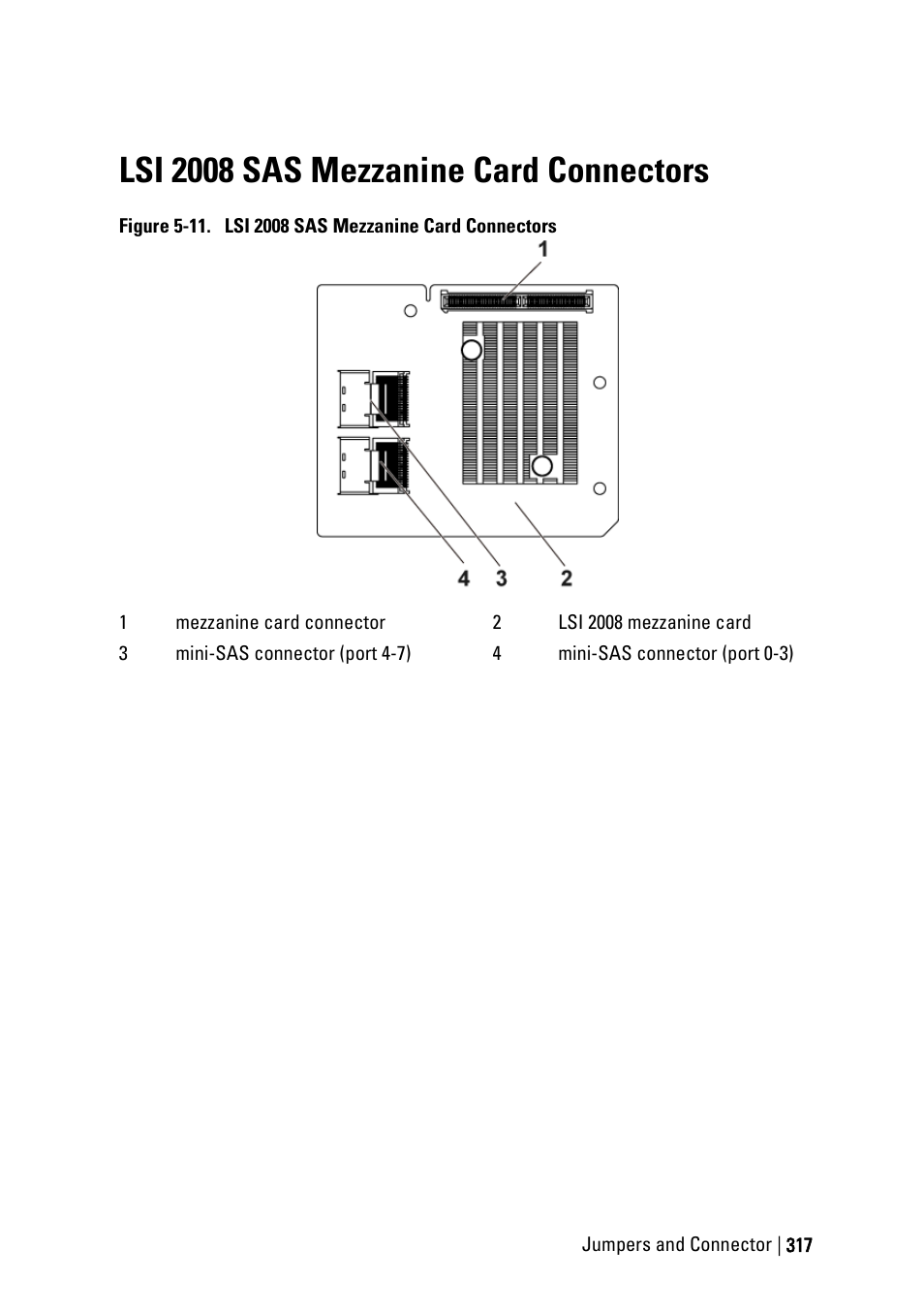 Lsi 2008 sas mezzanine card connectors, Nd figure 5-11 | Dell PowerEdge C6220 User Manual | Page 317 / 329