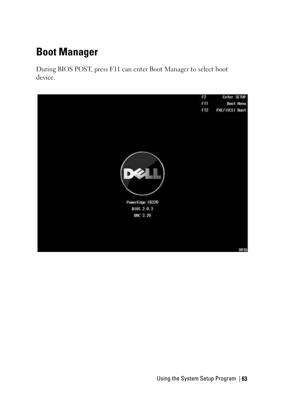 Boot manager | Dell PowerEdge C6220 User Manual | Page 63 / 329