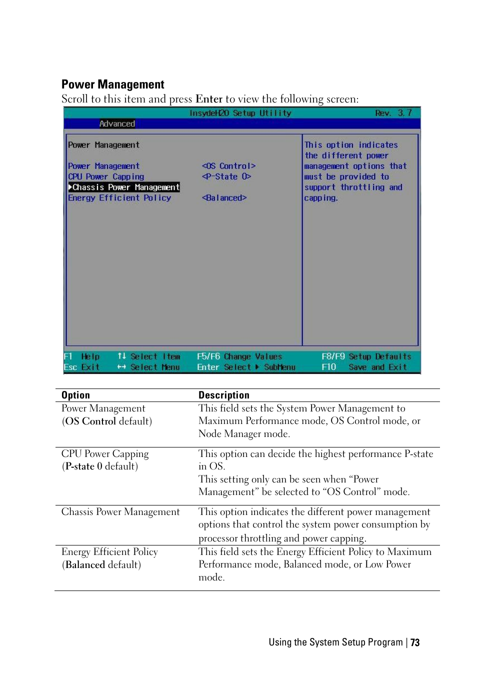 Power management | Dell PowerEdge C6220 User Manual | Page 73 / 329